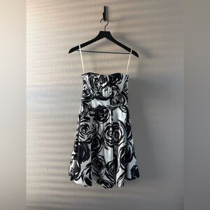 White House Black Market Strapless Black and White Dress